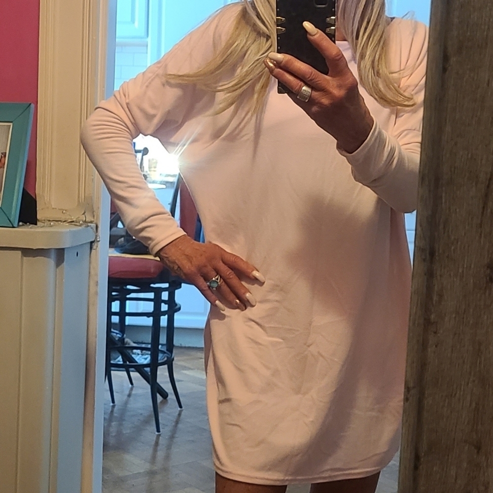 HP🔥🔥Cute Simple Pink Long Sleeve Dress - Picture 9 of 9